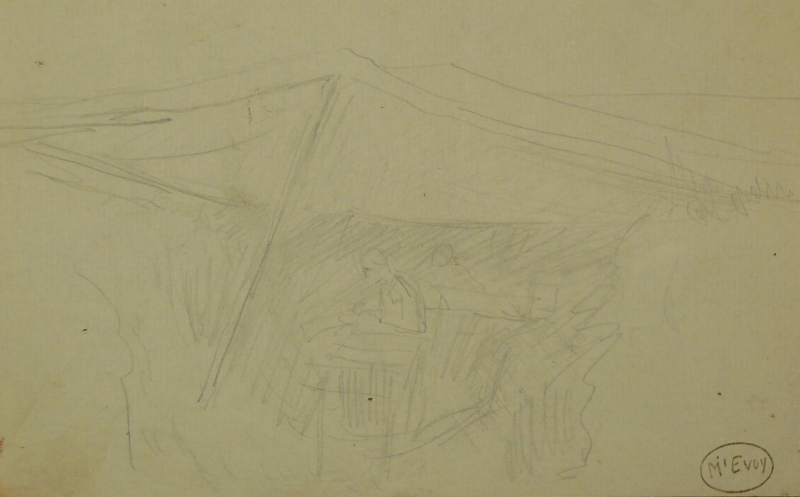 WWI soldiers under tarp. DRA/385